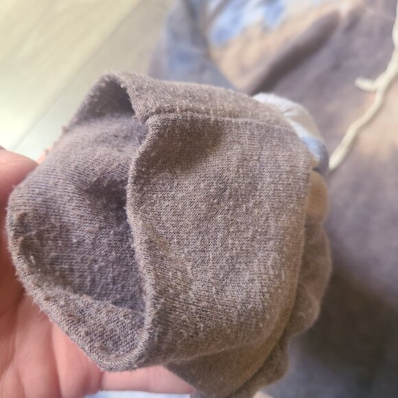 First Love Boutique Tie Dye Hoodie Kangaroo Pocket Brown Cream and Blue Colors - Picture 4 of 6